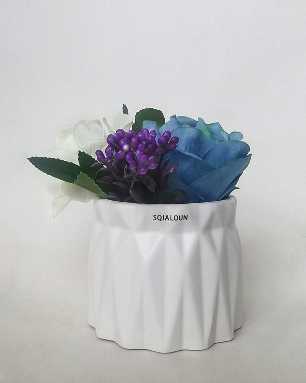 SQIALOUN artificial flowers, roses with green leaves bouquets, used for home decoration and wedding decorations, 3 bouquets in a pot. Online now