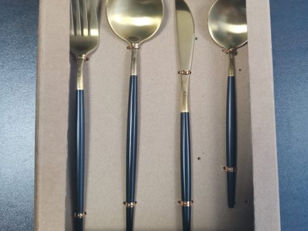 AHOUGER tableware, four-piece, stainless steel, portable, used for lunch, outdoor travel, party, dinner, camping Cheap