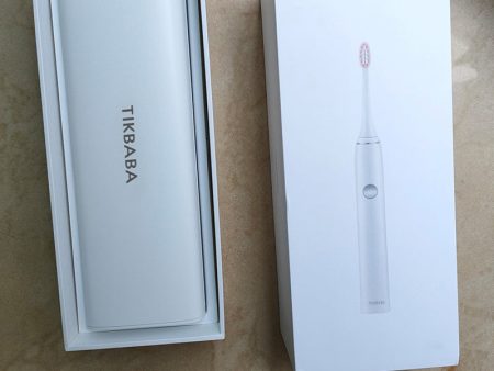 TIKBABA electric toothbrush with two toothbrush heads, powerful sonic cleaning rechargeable toothbrush, white Fashion