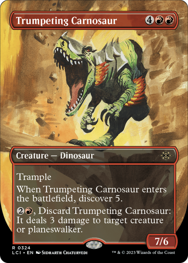 Trumpeting Carnosaur (Borderless) [The Lost Caverns of Ixalan] on Sale